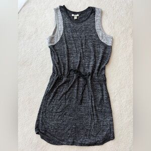 Nicole Miller NY Adjustable Waist Sleeveless Charcoal Dress with Front Pockets